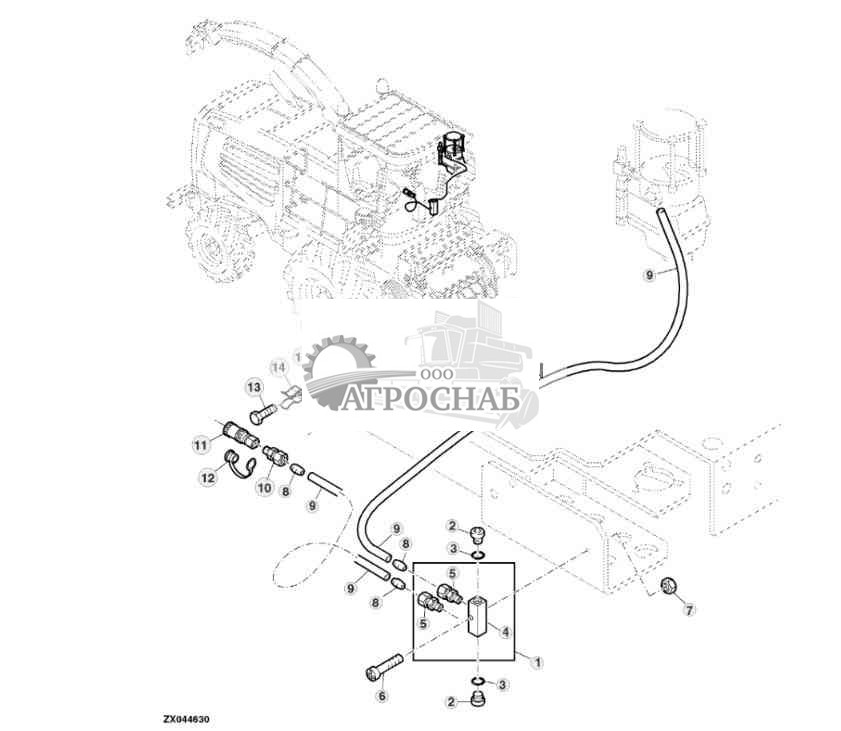 Магистрали, платформа оператора, система централизованной смазки, левая сторона 